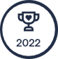 A simple icon of a trophy with a heart in the center, enclosed in a dark circle, with "2022" written below it—perfect for honoring your favorite vet or veterinarian.