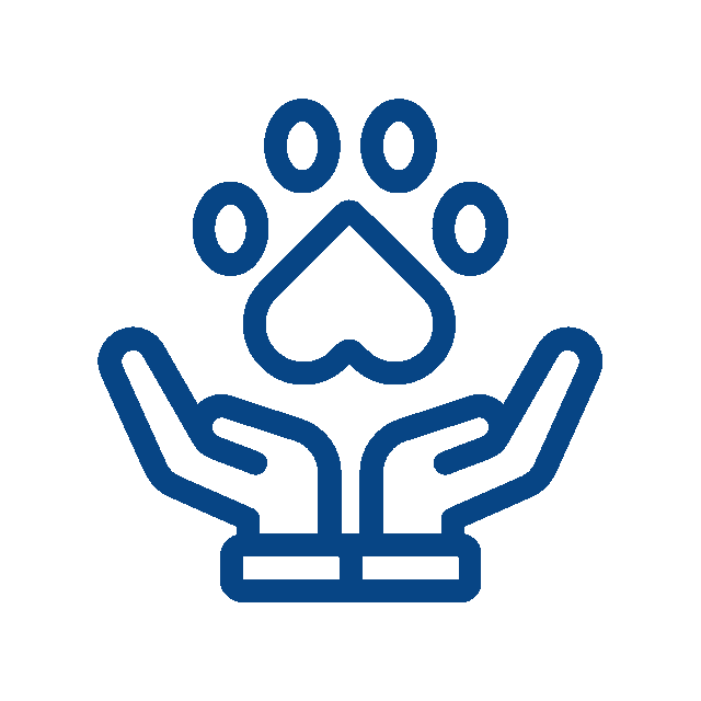 Blue hands protecting paw print icon